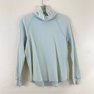 Everlane Light Blue Organic Cotton Turtleneck Thermal Long Sleeve Top